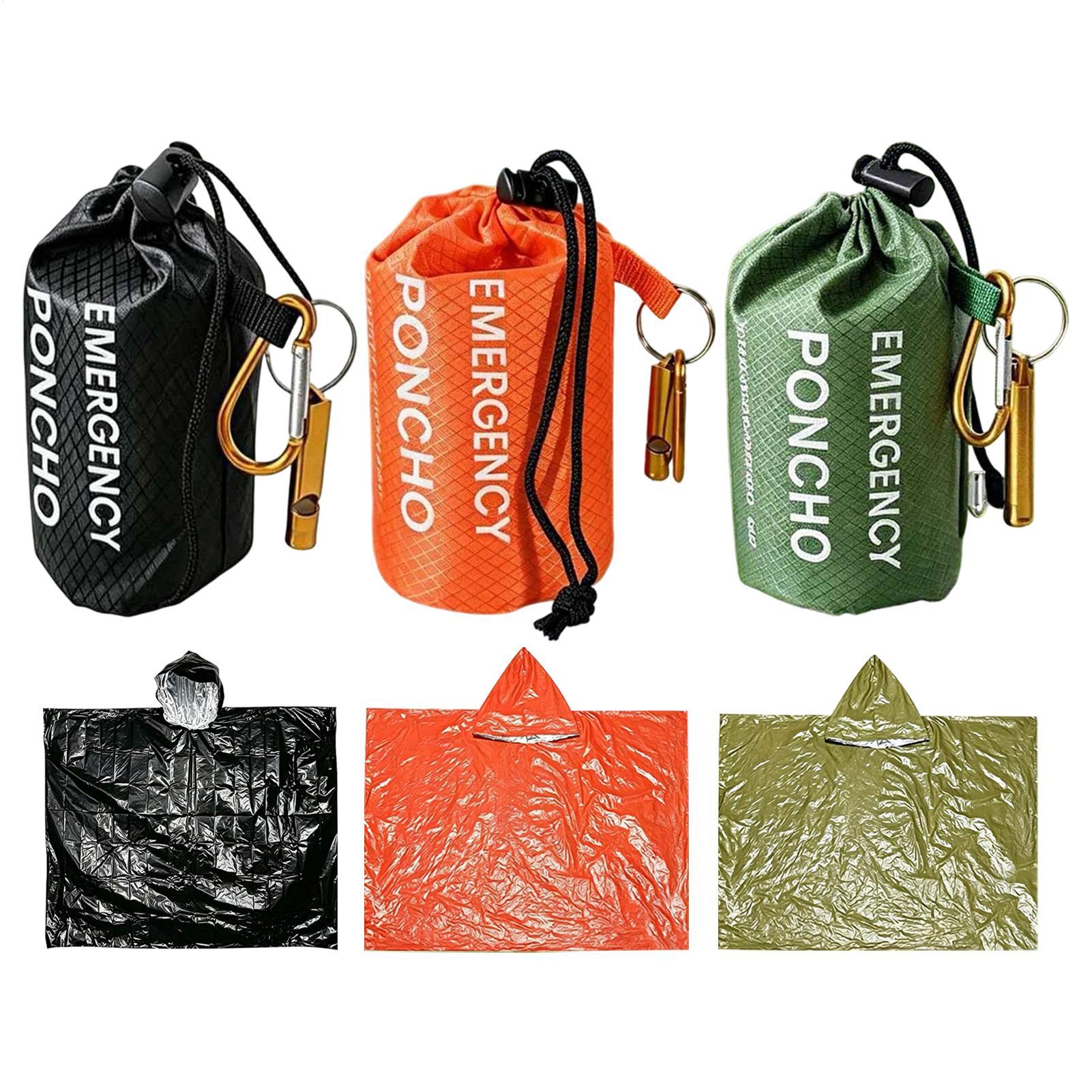 Camping Rain Poncho - 3 adet Hayatta Kalma Acil Durum