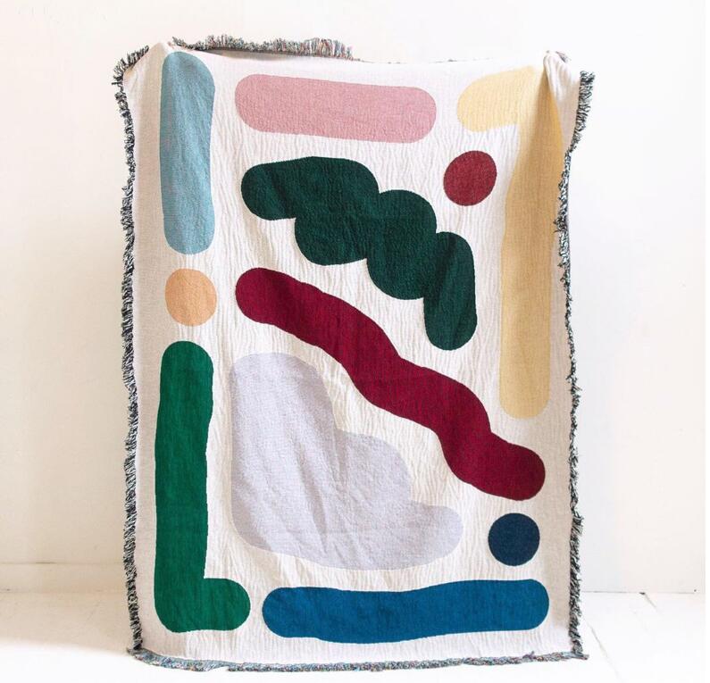 Outdoor Camping Rugs - Renkli çizgiler pamuk seyahat kamp battaniyesi